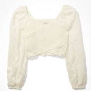 American Eagle Outfitters Cream Crop Top